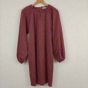 Tyler Boe Long Puff Sleeve Geometric Printed Mini Shirt Dress Size Medium